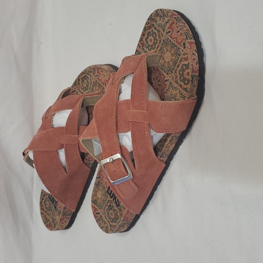 Muk Luk Mauve Genuine Suede Sandals sz9 NEW